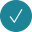 white tick on blue circle icon