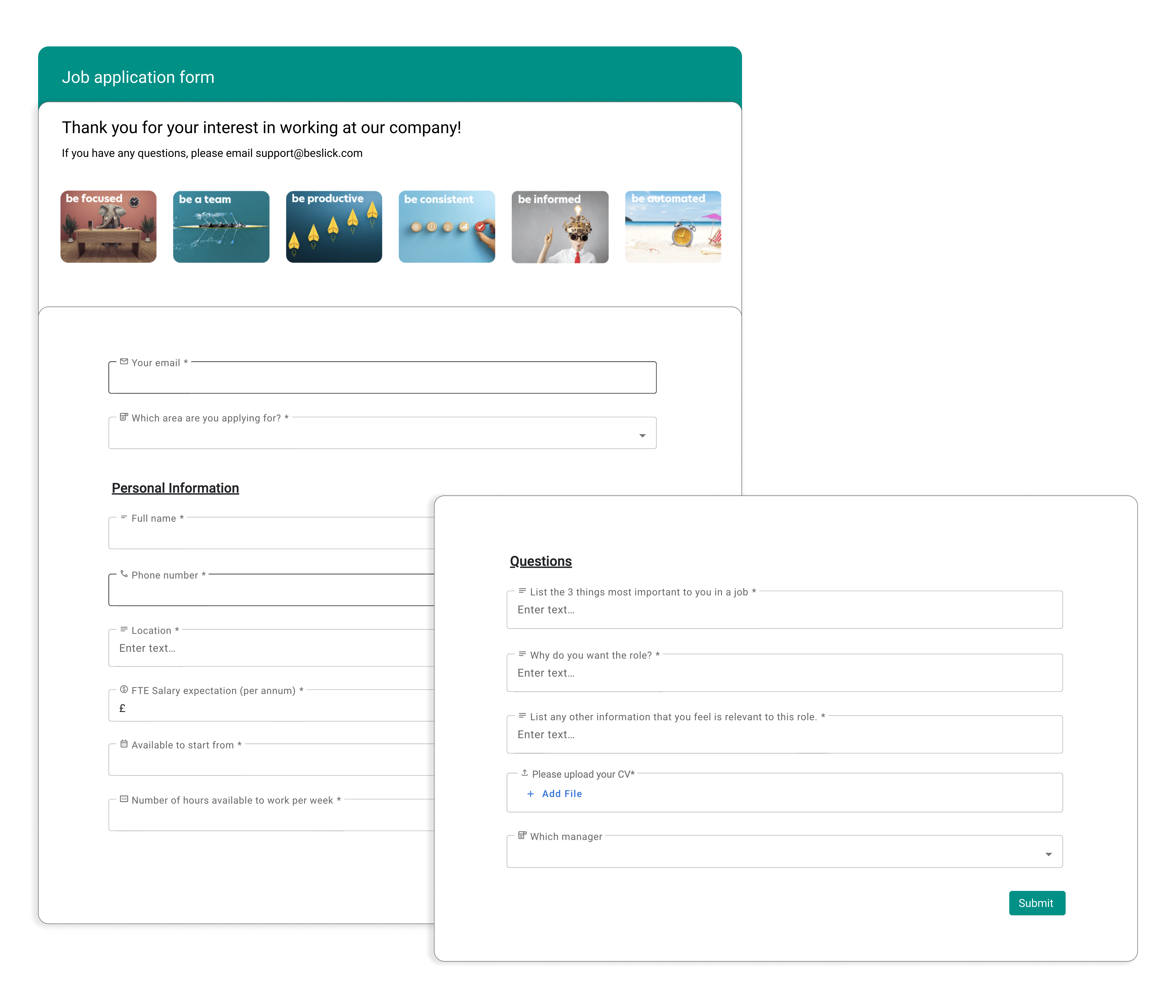 beSlick Digital Forms - workflow software feature